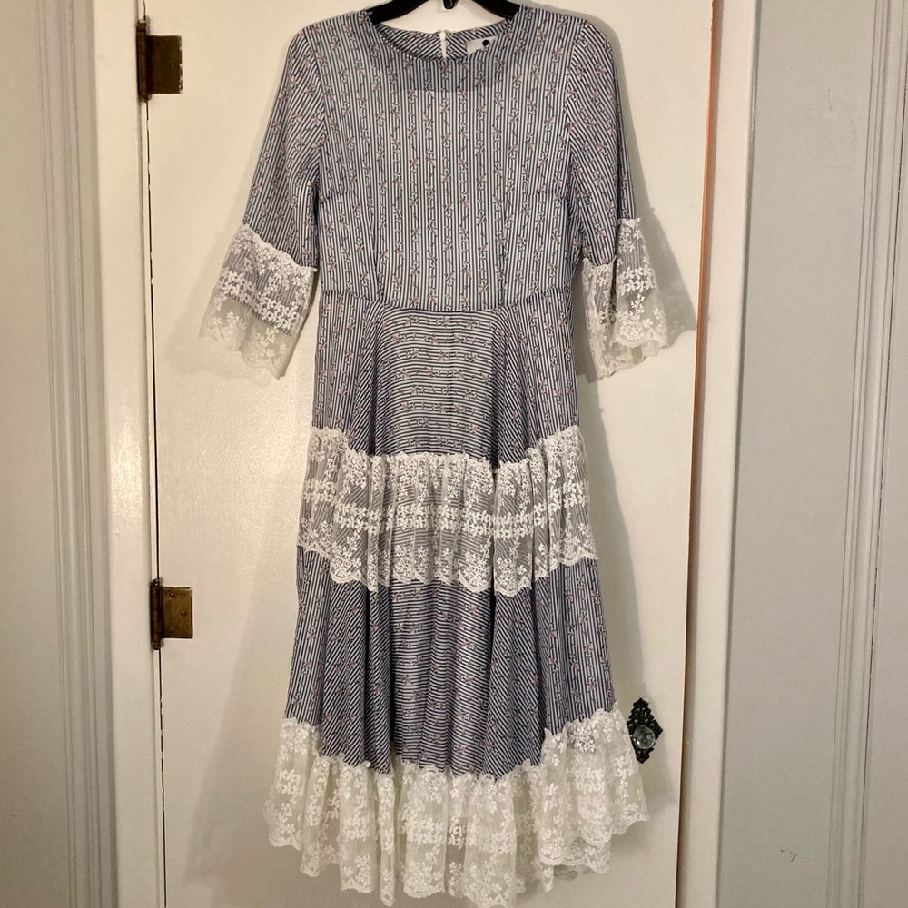 Elegant blue and white striped Dainty Jewells dress